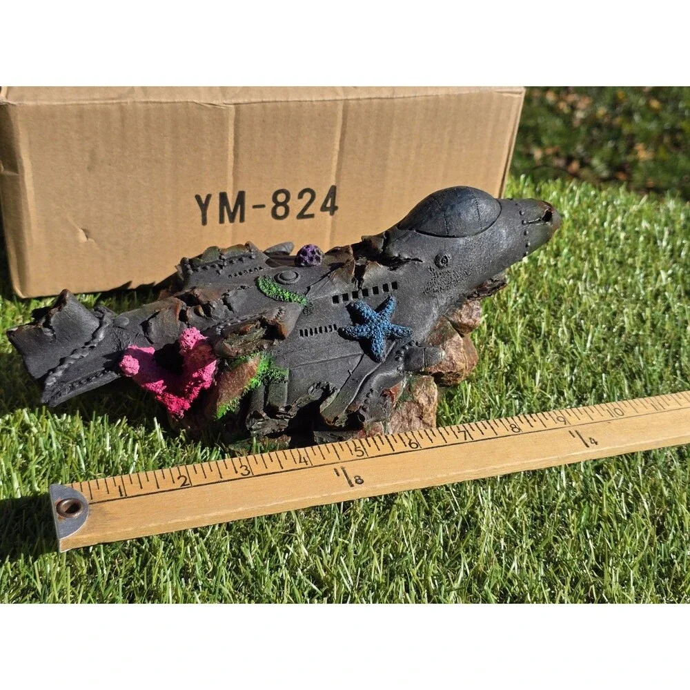 Poppy Pet & Aqua Sunken Wrecked Fighter Jet For Aquarium 10.5